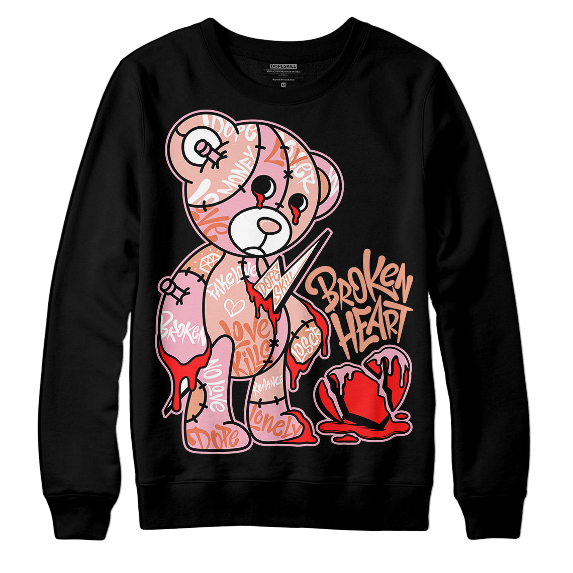 Jordan 11 Low “Legend Pink” DopeSkill Sweatshirt Broken Heart Graphic Streetwear - Black