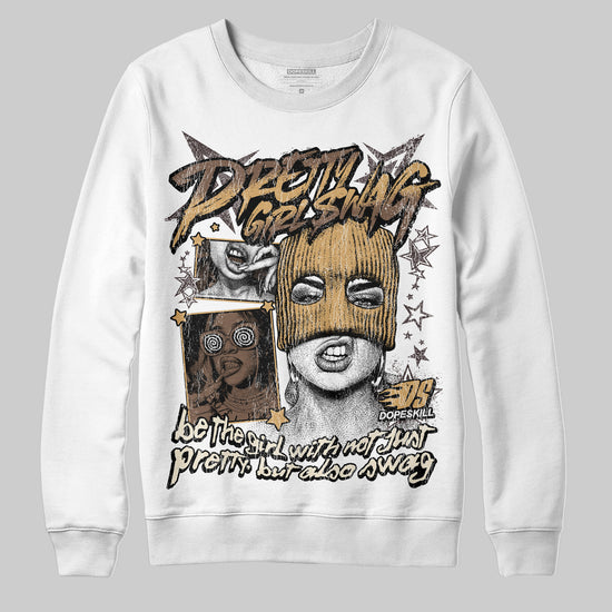 Jordan 5 “Earth/Metallic Gold” DopeSkill Sweatshirt Pretty Girl Swag Graphic Streetwear - White