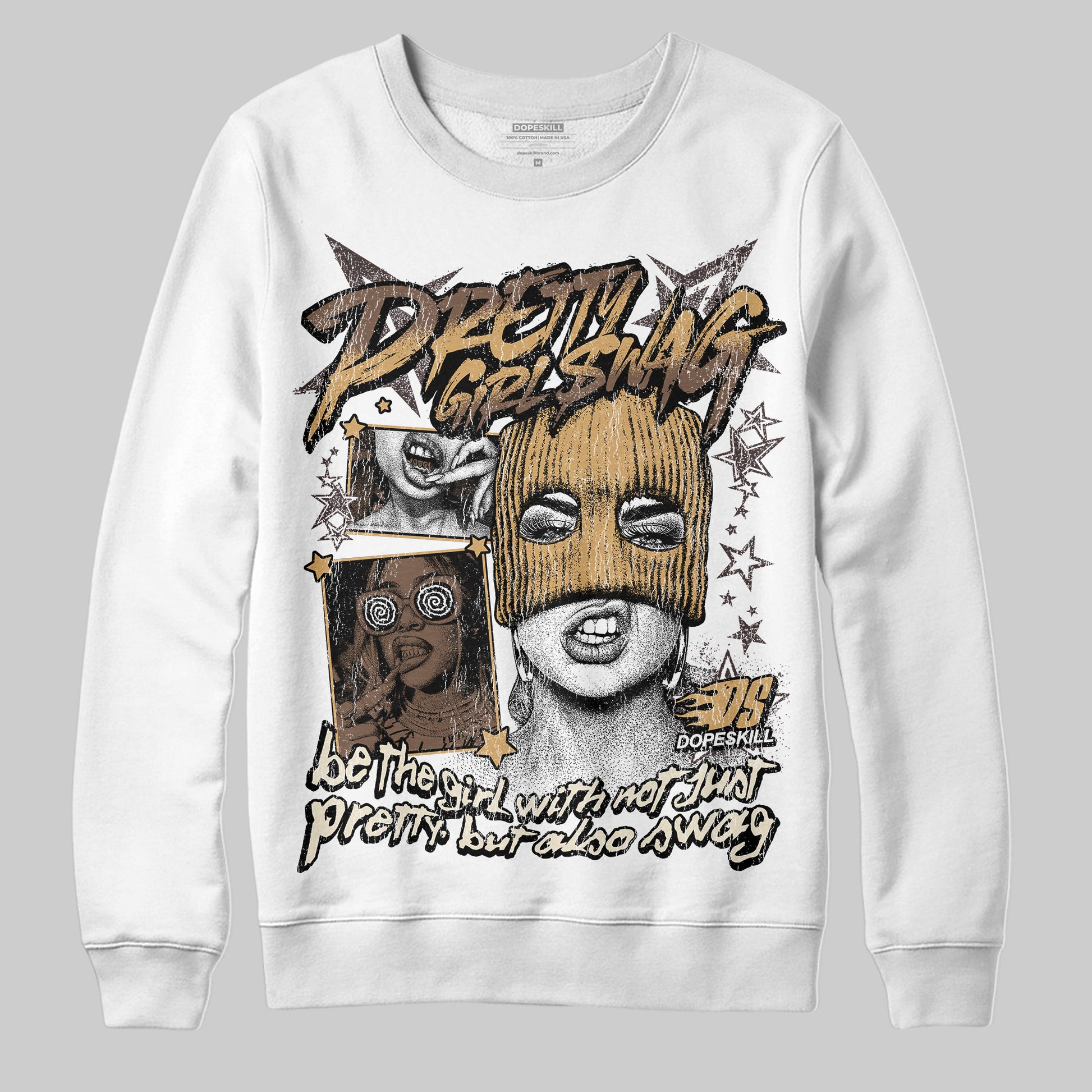 Jordan 5 “Earth/Metallic Gold” DopeSkill Sweatshirt Pretty Girl Swag Graphic Streetwear - White