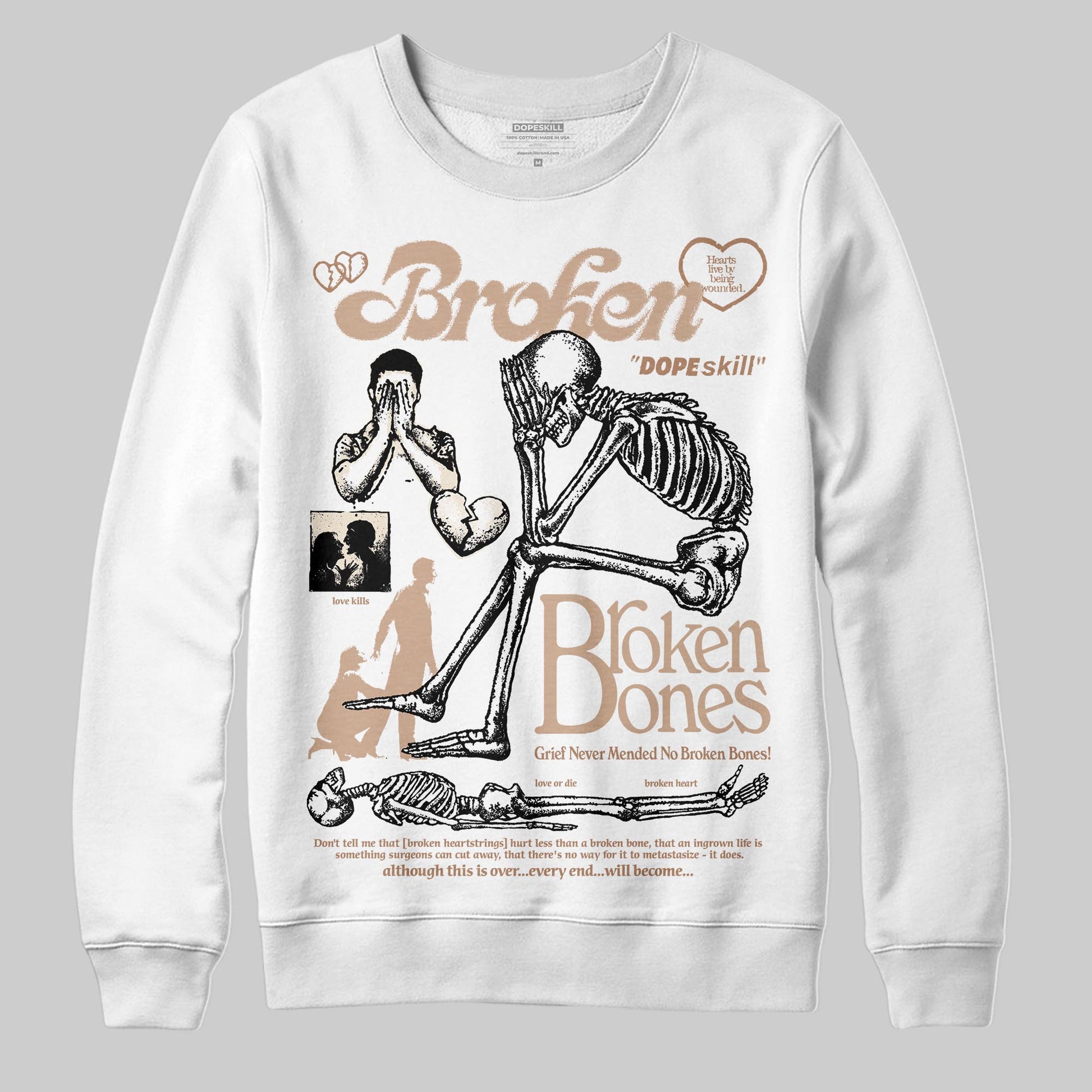 Jordan 4 Retro Cozy Girl DopeSkill Sweatshirt Broken Bones Graphic Streetwear - White 