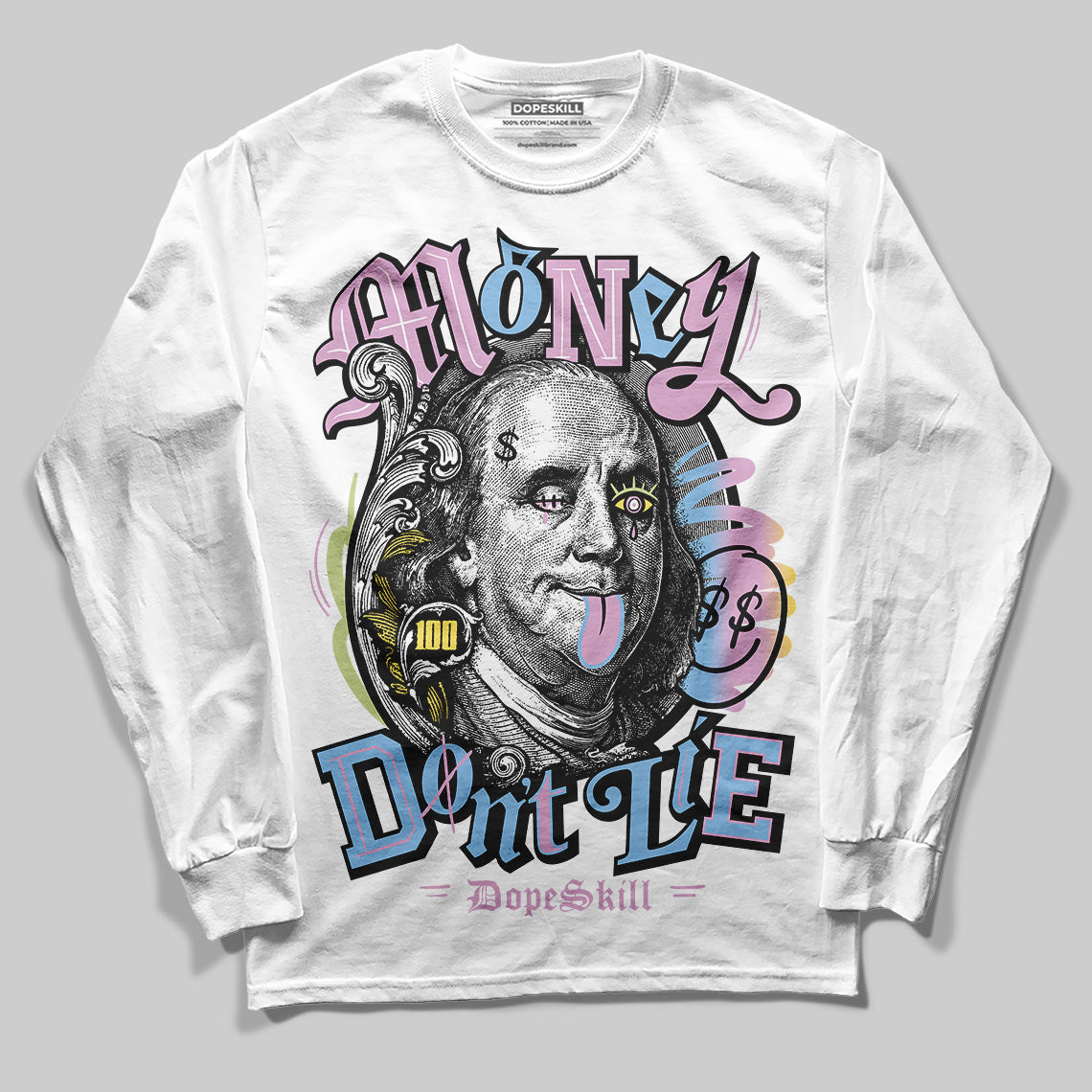 Jordan 5 “Year of the Snake” DopeSkill Long Sleeve T-Shirt Money Don't Lie Graphic Streetwear - White