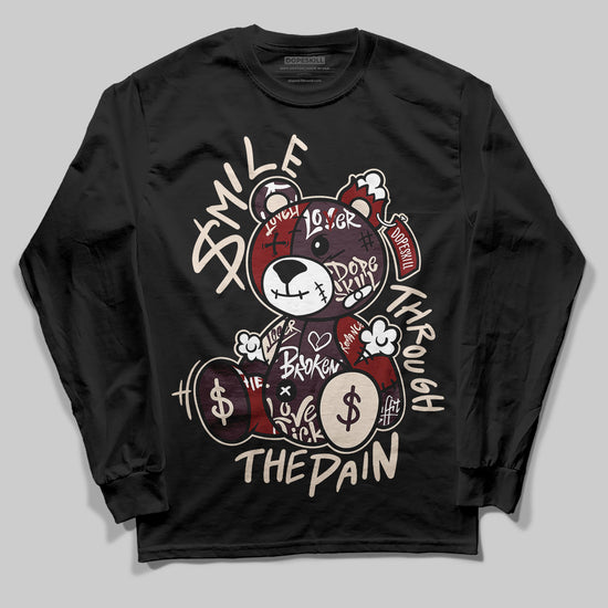 Adidas Samba OG Maroon Gold Metallic DopeSkill Long Sleeve T-Shirt Smile Through The Pain Graphic Streetwear - Black