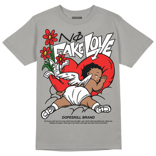 Grey Sneakers DopeSkill Grey T-Shirt No Fake Love Graphic Streetwear