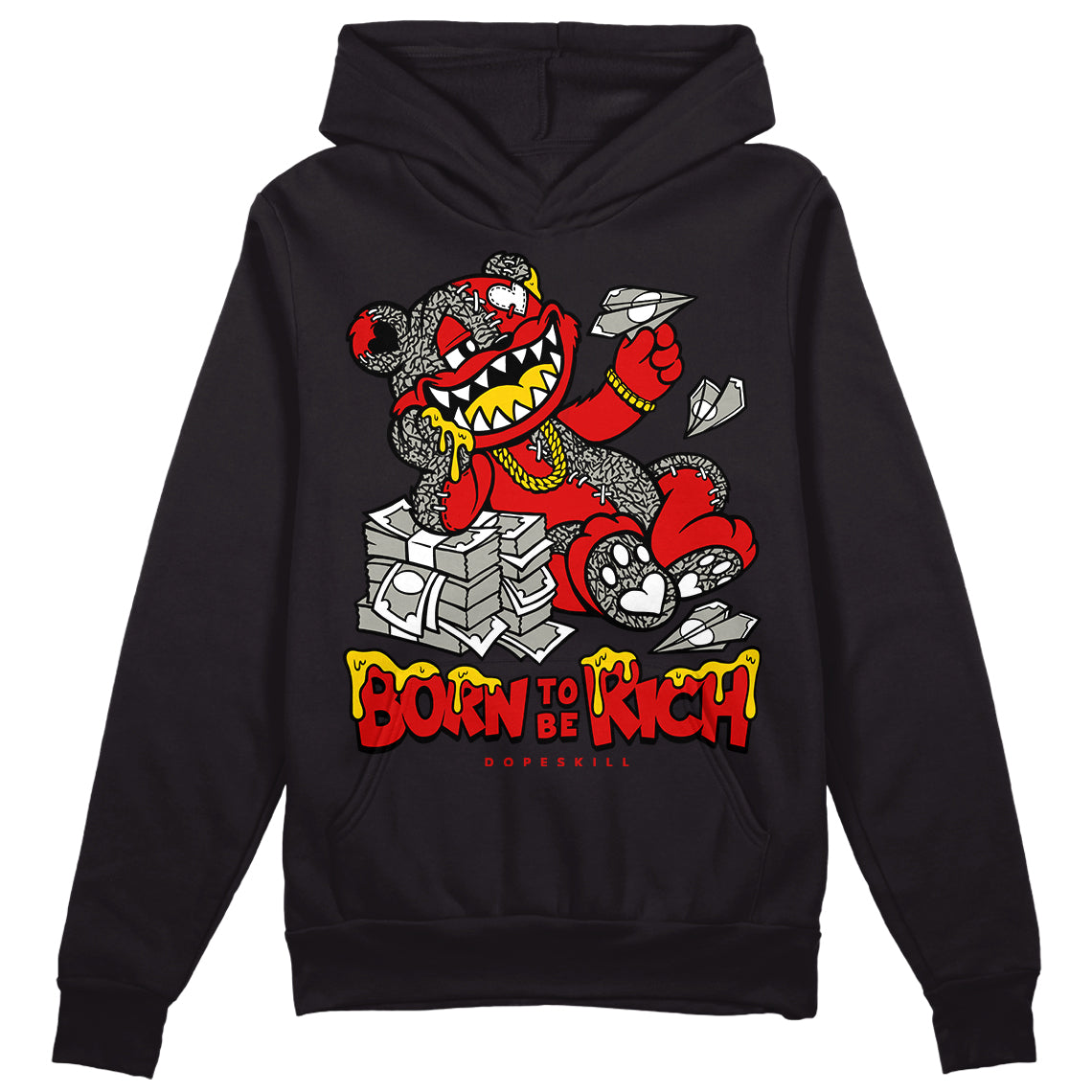 Jordan 3 “Fire Red” DopeSkill Hoodie Sweatshirt Born To Be Rich Graphic Streetwear - Black