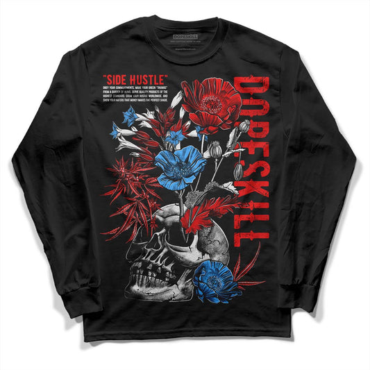Jordan 11 Retro Cherry DopeSkill Long Sleeve T-Shirt Side Hustle Graphic Streetwear - Black