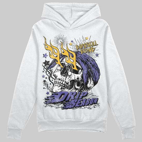 Jordan 4 Retro Lakers DopeSkill Hoodie Sweatshirt Drip Season Graphic Streetwear - White