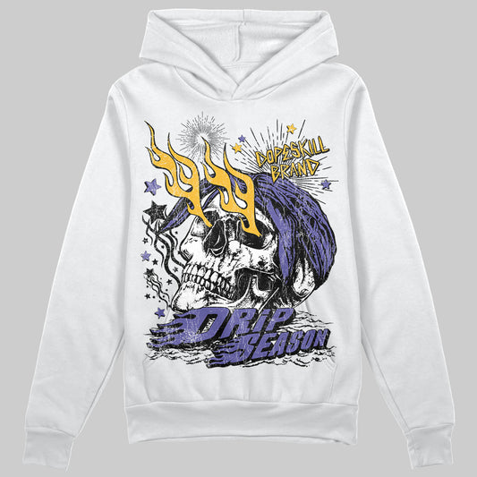 Jordan 4 Retro Lakers DopeSkill Hoodie Sweatshirt Drip Season Graphic Streetwear - White