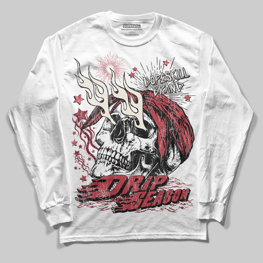 Jordan 4 “Sierra Red" DopeSkill Long Sleeve T-Shirt Drip Season Graphic Streetwear - White