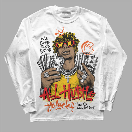 Yellow Sneakers DopeSkill Long Sleeve T-Shirt All Hustle No Luck Graphic Streetwear - White 