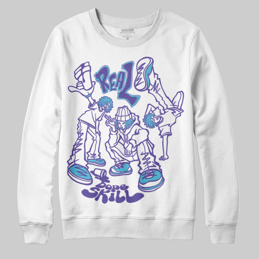 Jordan 8 Retro 'Aqua' 2025 DopeSkill Sweatshirt Real Y2K Players Graphic Streetwear - White