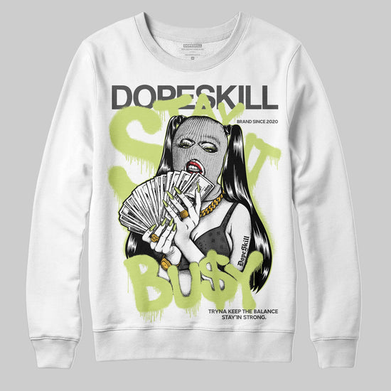 Jordan 4 GS “Light Lemon Twist” DopeSkill Sweatshirt Stay It Busy Graphic Streetwear - White