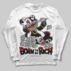 Jordan 11 Retro Low Bred (2025) DopeSkill Long Sleeve T-Shirt Born To Be Rich Graphic Streetwear - White