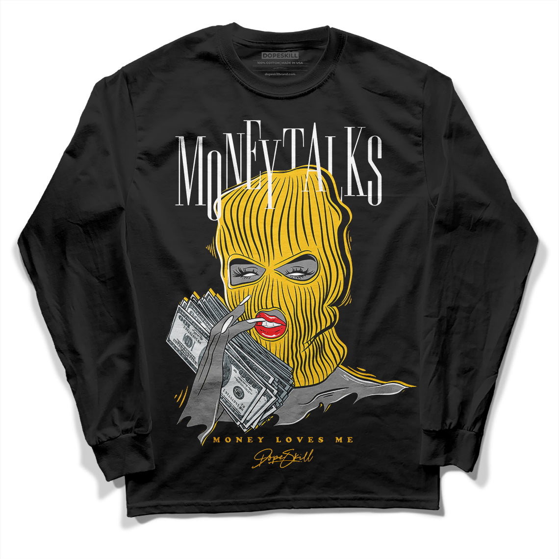 Yellow Sneakers DopeSkill Long Sleeve T-Shirt Money Talks Graphic Streetwear - Black