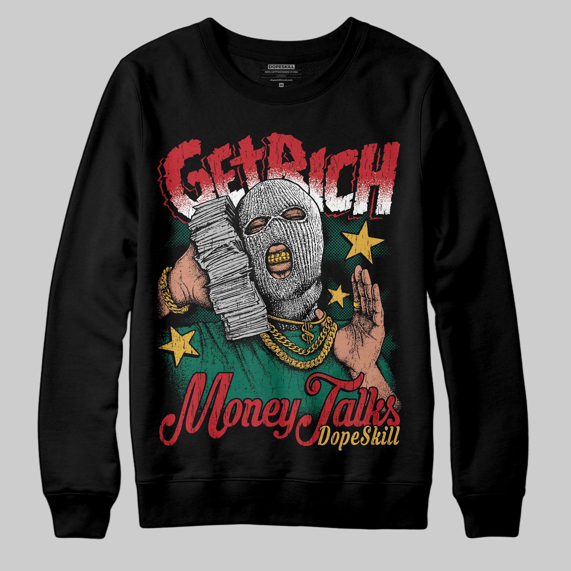 Jordan 3 Mexico 'El Vuelo' DopeSkill Sweatshirt Get Rich Graphic Streetwear - Black