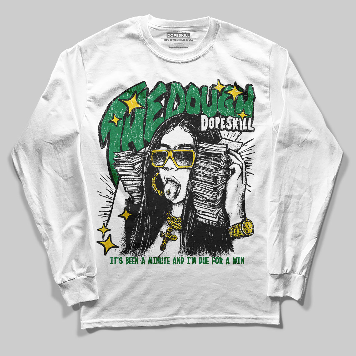 Green Sneakers DopeSkill Long Sleeve T-Shirt The Dough Graphic Streetwear - White