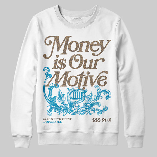 Jordan 3 GS “We Outside” DopeSkill Sweatshirt Money Is Our Motive Typo Graphic Streetwear - White