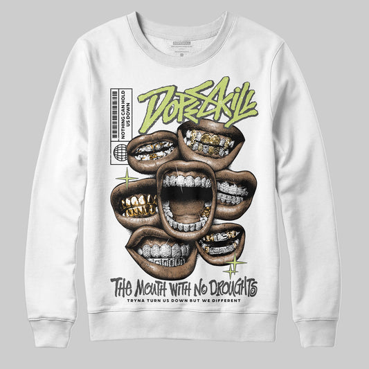 Jordan 4 GS “Light Lemon Twist” DopeSkill Sweatshirt The Mouth With No Droughts Graphic Streetwear - White