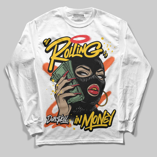 Yellow Sneakers DopeSkill Long Sleeve T-Shirt Rolling in Money Graphic Streetwear - White