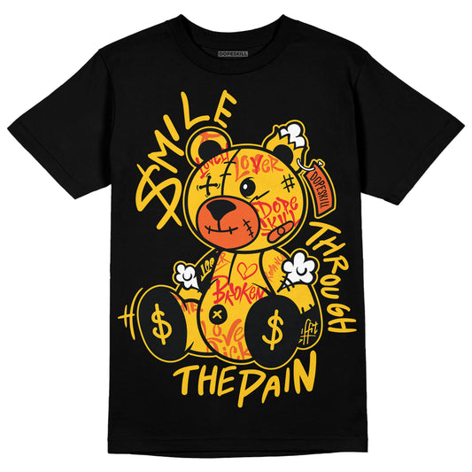 Yellow Sneakers DopeSkill T-Shirt Smile Through The Pain Graphic Streetwear - Black