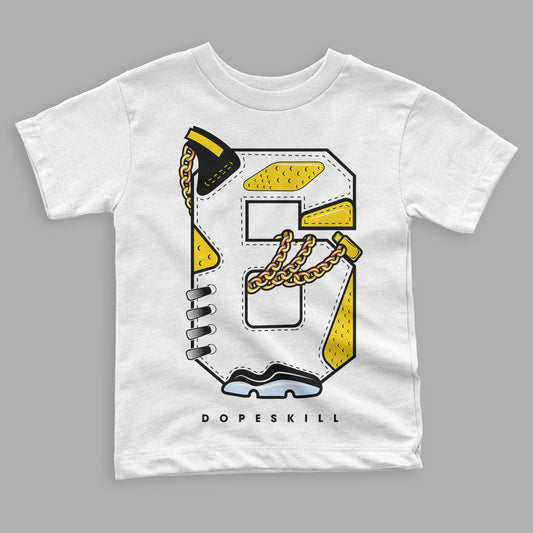 Jordan 6 “Yellow Ochre” DopeSkill Toddler Kids T-shirt No.6 Graphic Streetwear - White