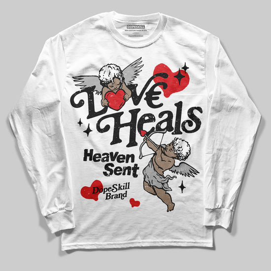 Black and White Sneakers DopeSkill Long Sleeve T-Shirt New Love Heals Graphic Streetwear - White 