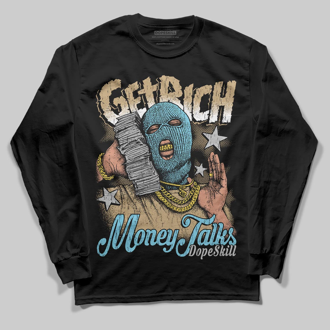 Jordan 11 City Pack “H-Town” DopeSkill Long Sleeve T-Shirt Get Rich Graphic Streetwear - black