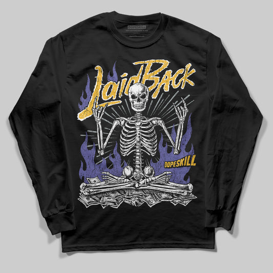 Jordan 4 Retro Lakers DopeSkill Long Sleeve T-Shirt Laid Back Graphic Streetwear - Black