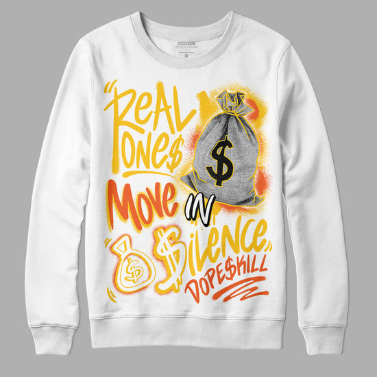 Yellow Sneakers DopeSkill Sweatshirt Real Ones Move In Silence Graphic Streetwear - White