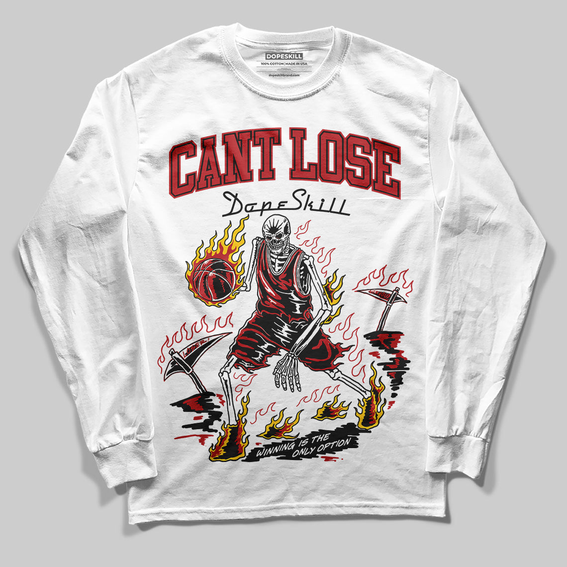 Jordan 12 Retro Flu Game (2025) DopeSkill Long Sleeve T-Shirt Cant Lose Graphic Streetwear - White