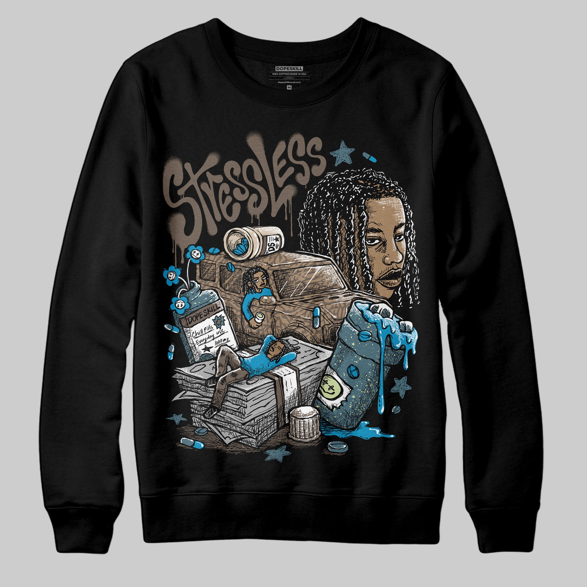 Jordan 3 GS “We Outside” DopeSkill Sweatshirt Stressless Graphic Streetwear - Black