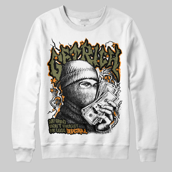 Olive Sneakers DopeSkill Sweatshirt New Get Rich Graphic Streetwear - White