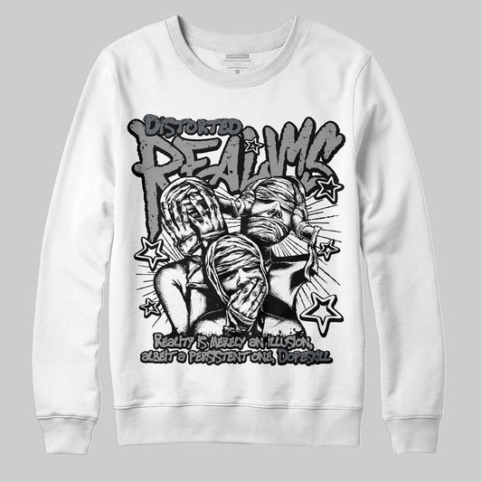 Jordan 5 Retro Wolf Grey (2026) DopeSkill Sweatshirt Distorted Realms Graphic Streetwear - White