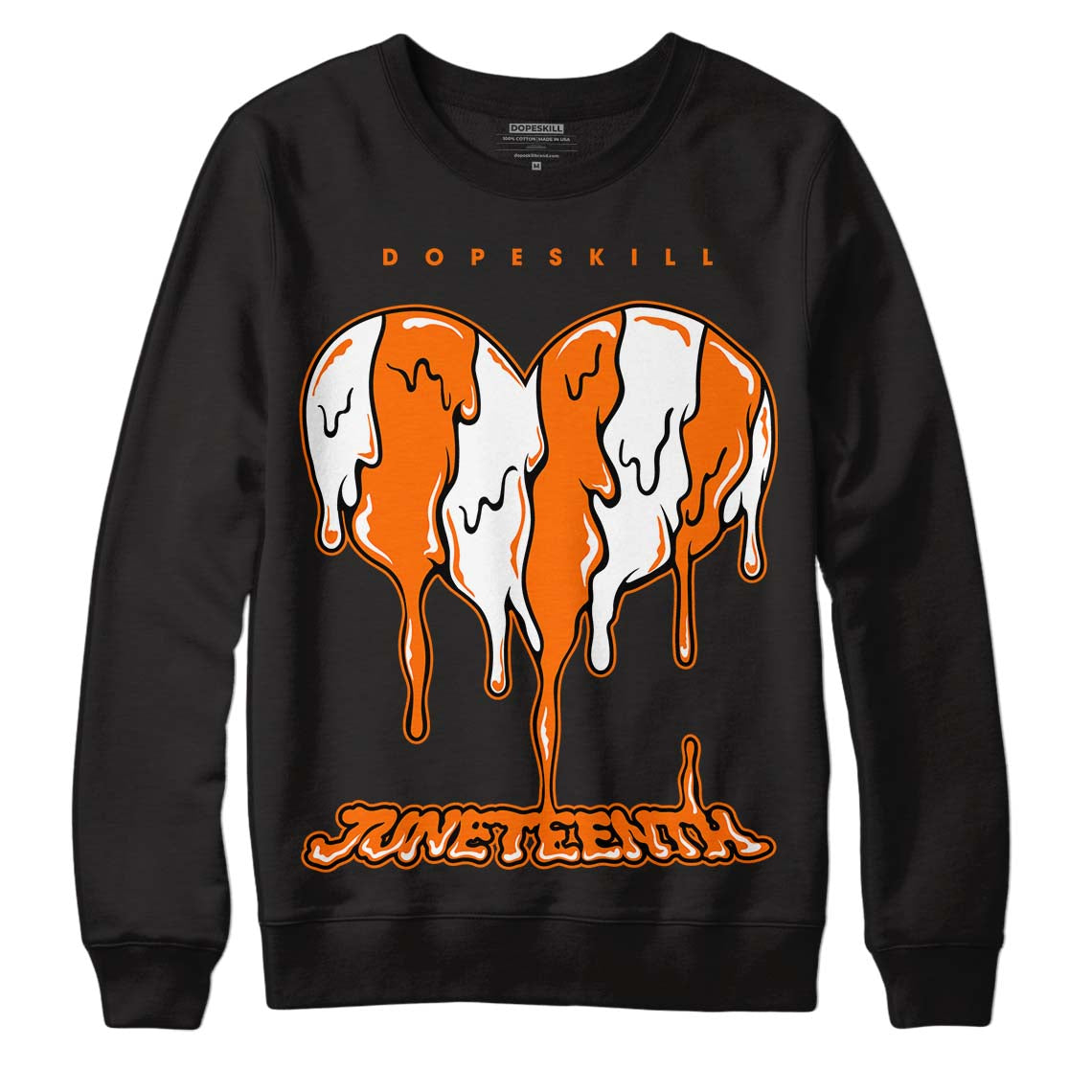 Orange, Black & White Sneakers DopeSkill Sweatshirt Juneteenth Heart Graphic Streetwear - Black