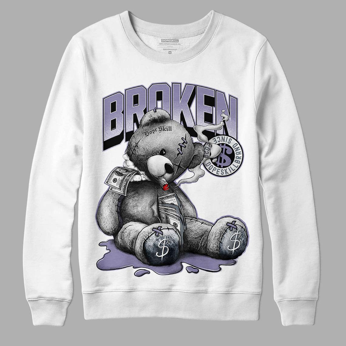 Jordan 5 Retro Low Indigo Haze DopeSkill Sweatshirt Sick Bear Graphic Streetwear - White