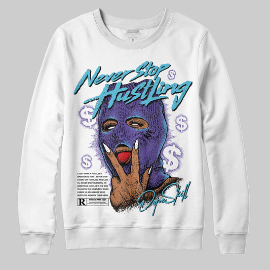 Jordan 8 Retro 'Aqua' 2025 DopeSkill Sweatshirt Never Stop Hustling Graphic Streetwear - White 
