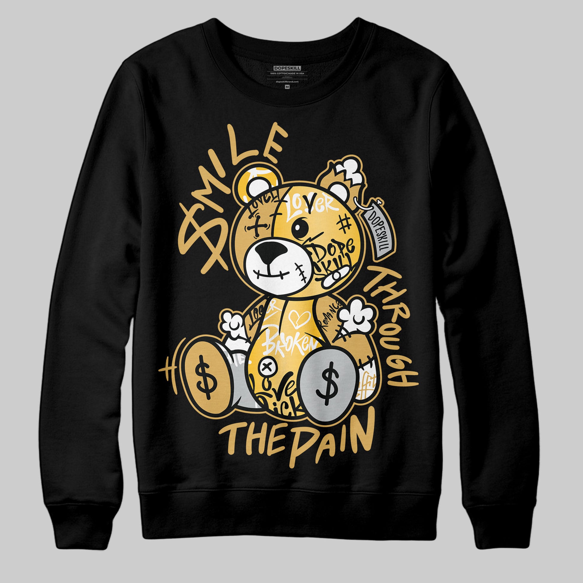 Jordan 12 "Phantom" DopeSkill Sweatshirt Smile Through The Pain Graphic Streetwear - Black