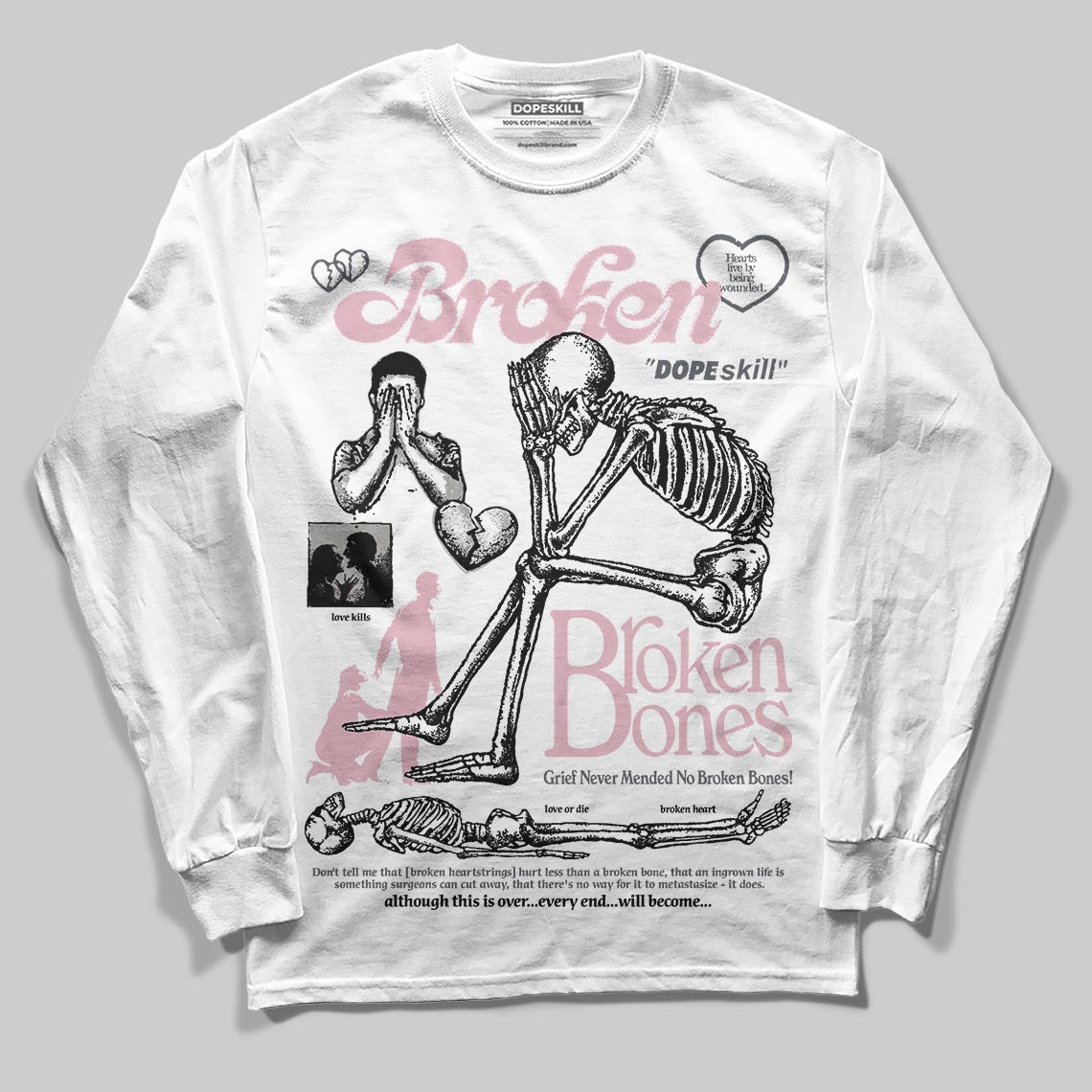 Air Max 95 OG “Pink Foam” DopeSkill Long Sleeve T-Shirt Broken Bones Graphic Streetwear - White