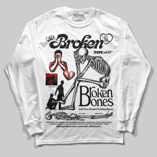 Jordan 11 “Bred Velvet” DopeSkill Long Sleeve T-Shirt Broken Bones Graphic Streetwear - White