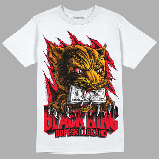 Jordan 4 Red Thunder DopeSkill T-Shirt Black King Graphic Streetwear - White