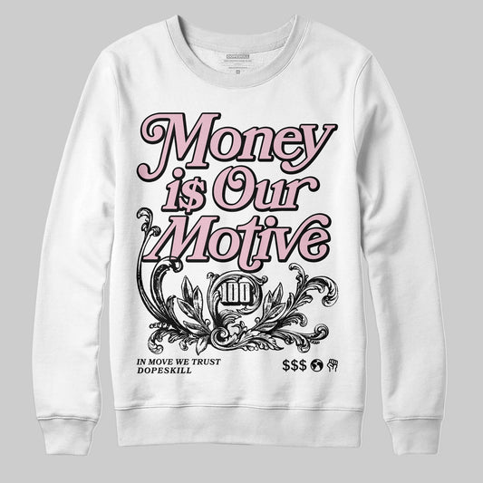 Jordan 5 OG “35th Anniversary” DopeSkill Sweatshirt Money Is Our Motive Typo Graphic Streetwear - White