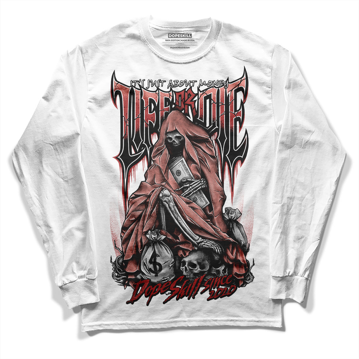 Jordan 13 “Dune Red” DopeSkill Long Sleeve T-Shirt Life or Die Graphic Streetwear - White