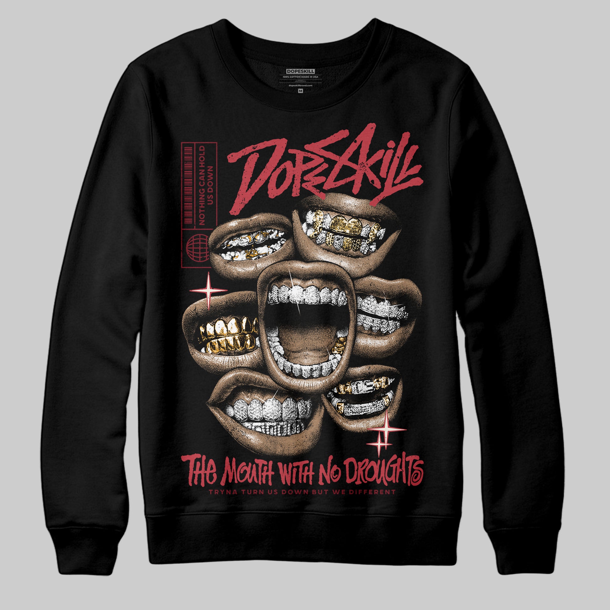 Jordan 4 “Sierra Red" DopeSkill Sweatshirt The Mouth With No Droughts Graphic Streetwear - black