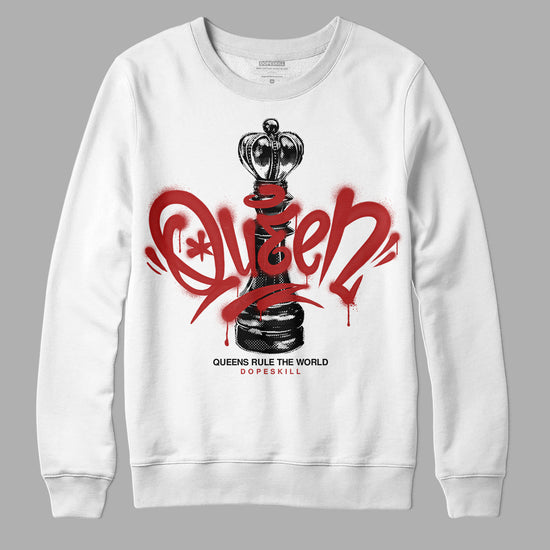 Jordan 14 "Black/White" DopeSkill Sweatshirt Queen Chess Graphic Streetwear - WHite