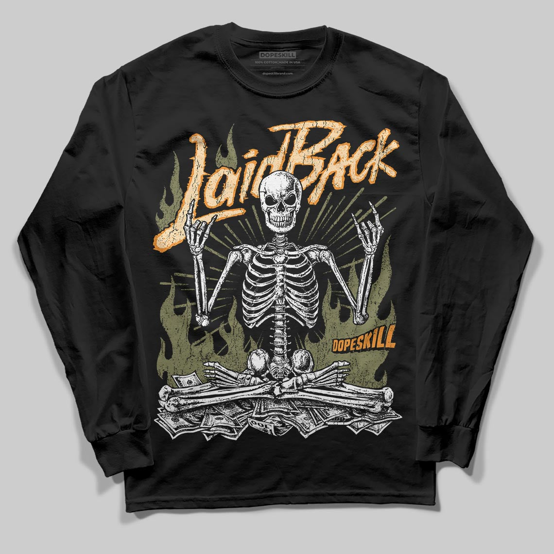 Olive Sneakers DopeSkill Long Sleeve T-Shirt Laid Back Graphic Streetwear - Black