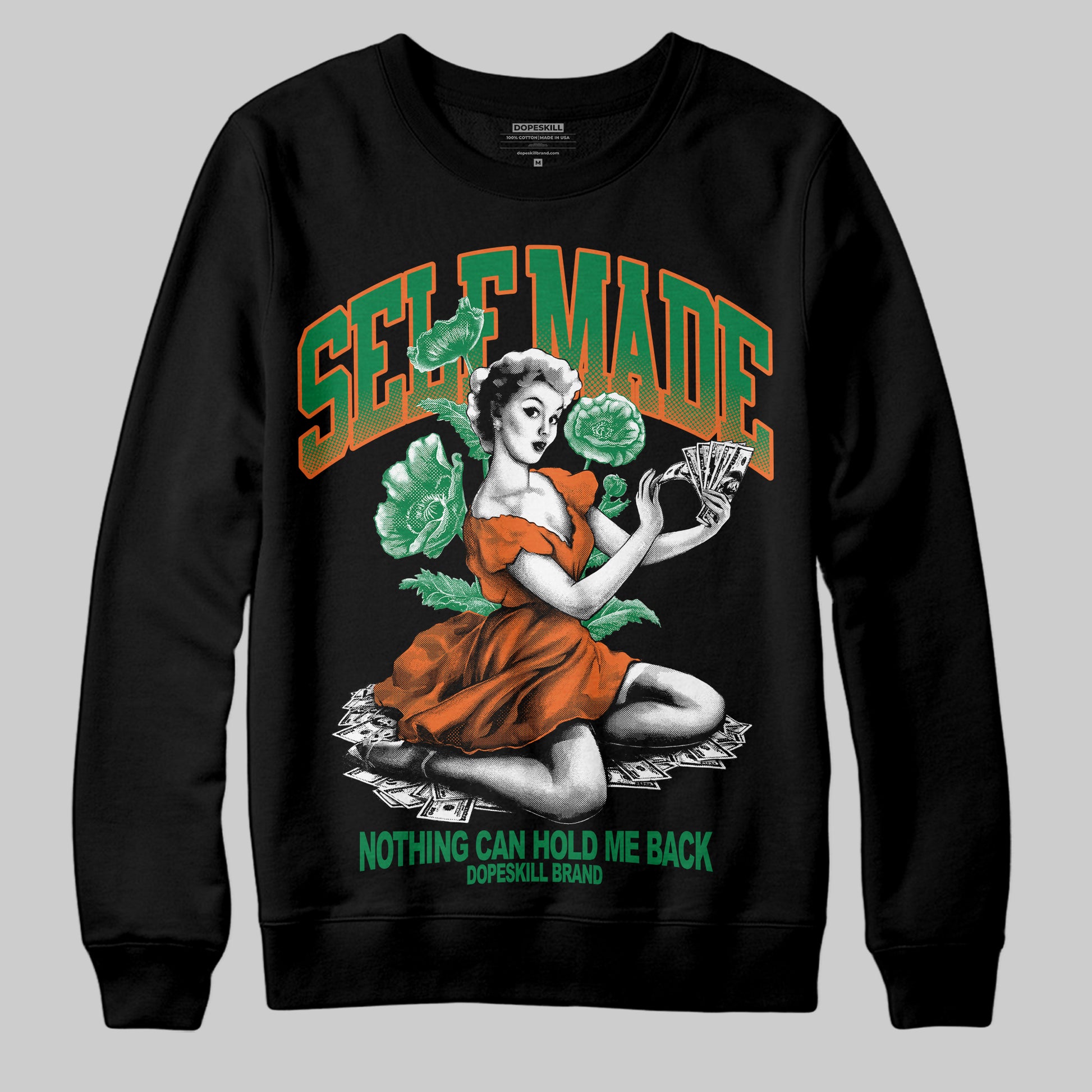 Green Sneakers DopeSkill Sweatshirt Self Made Graphic Streetwear - White