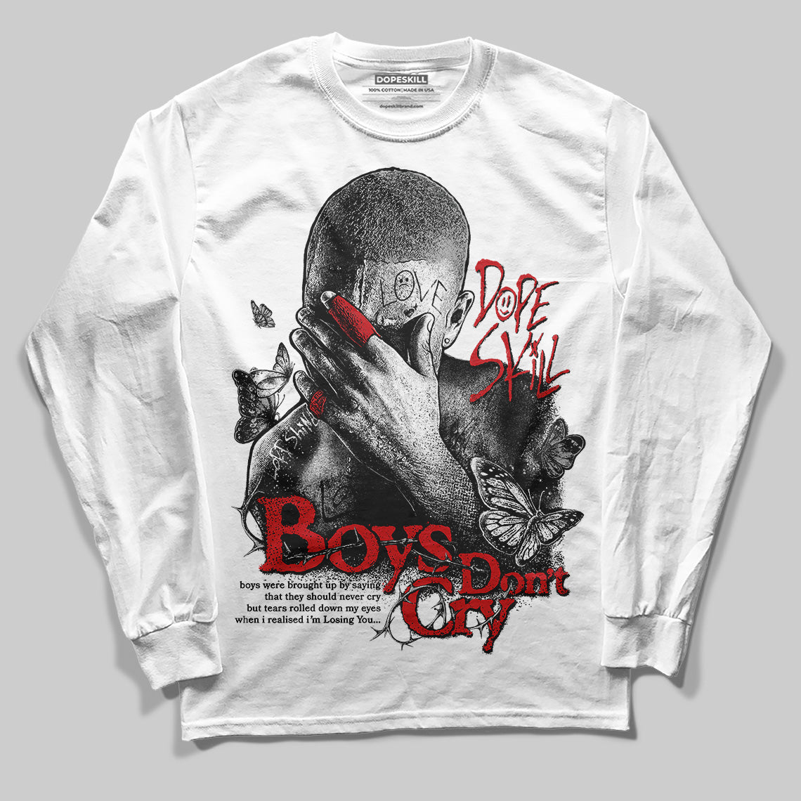 Jordan 3 OG “Black Cement” DopeSkill Long Sleeve T-Shirt Boys Don't Cry Graphic Streetwear - White