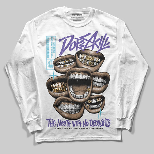 Jordan 8 Retro 'Aqua' 2025 DopeSkill Long Sleeve T-Shirt The Mouth With No Droughts Graphic Streetwear - WHite
