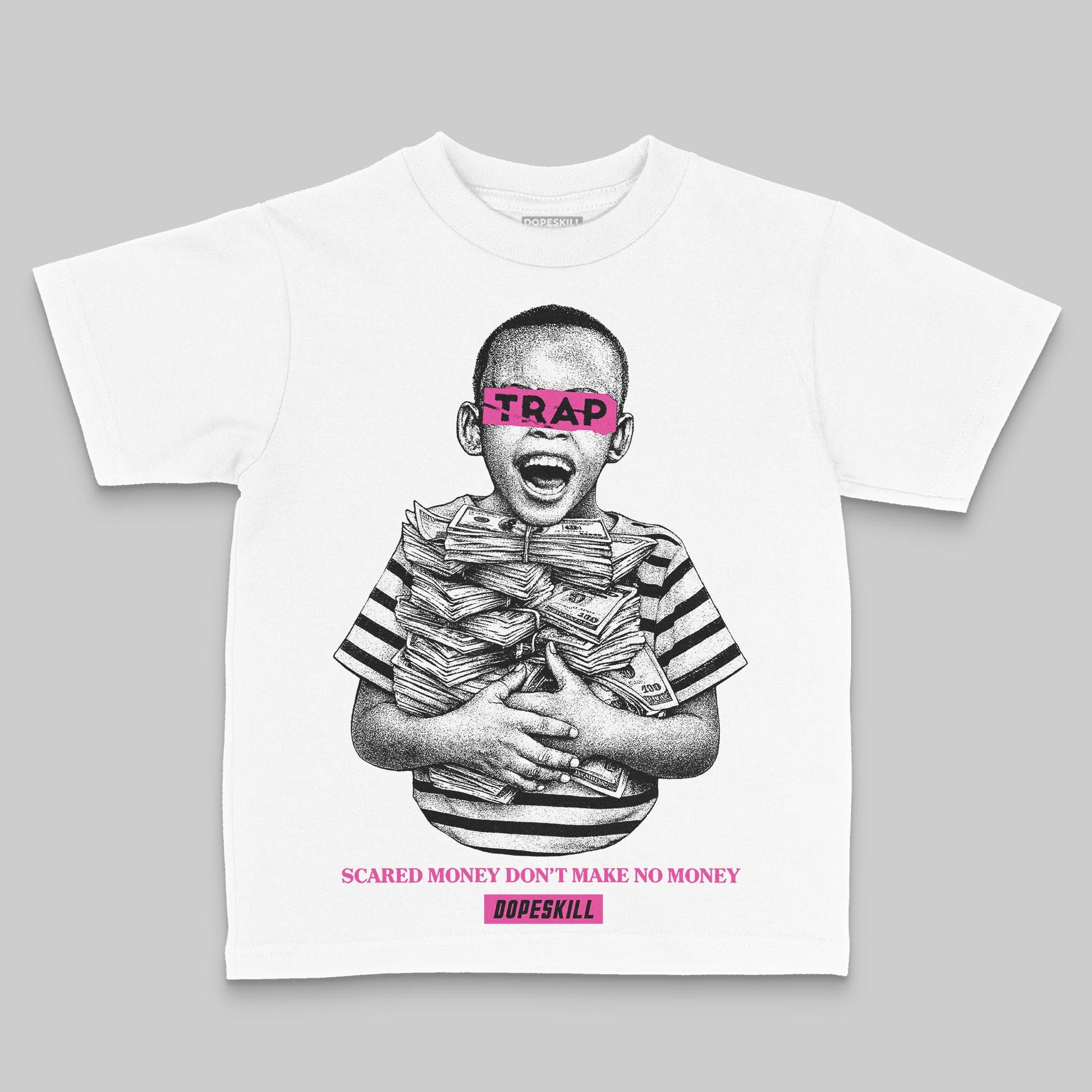 Pink Sneakers DopeSkill Toddler Kids T-shirt Scared Money Don't Make No Money Graphic Streetwear - White