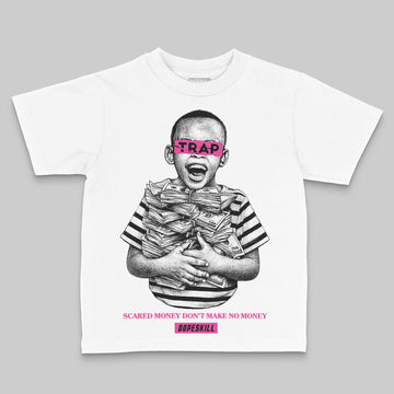 Pink Sneakers DopeSkill Toddler Kids T-shirt Scared Money Don't Make No Money Graphic Streetwear - White