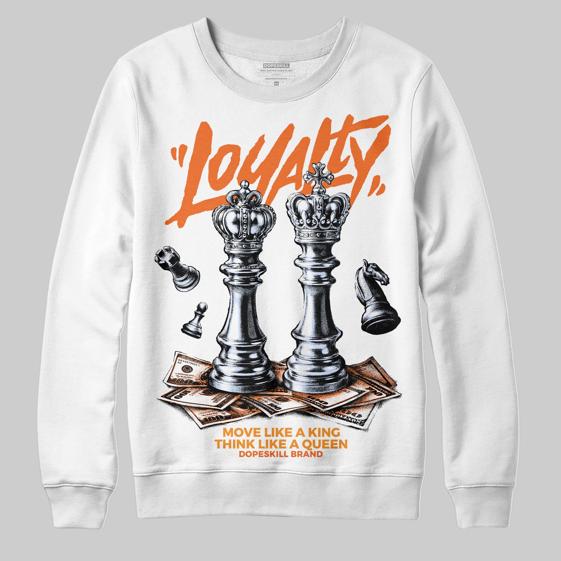 Orange Sneakers DopeSkill Sweatshirt Loyalty Graphic Streetwear - White